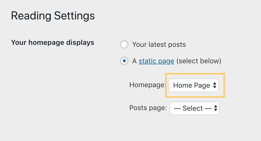 Settings / Reading Settings / Reading
